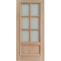 36x80 in Exterior Mahogany Door Slab | 6 Lite with Moulding