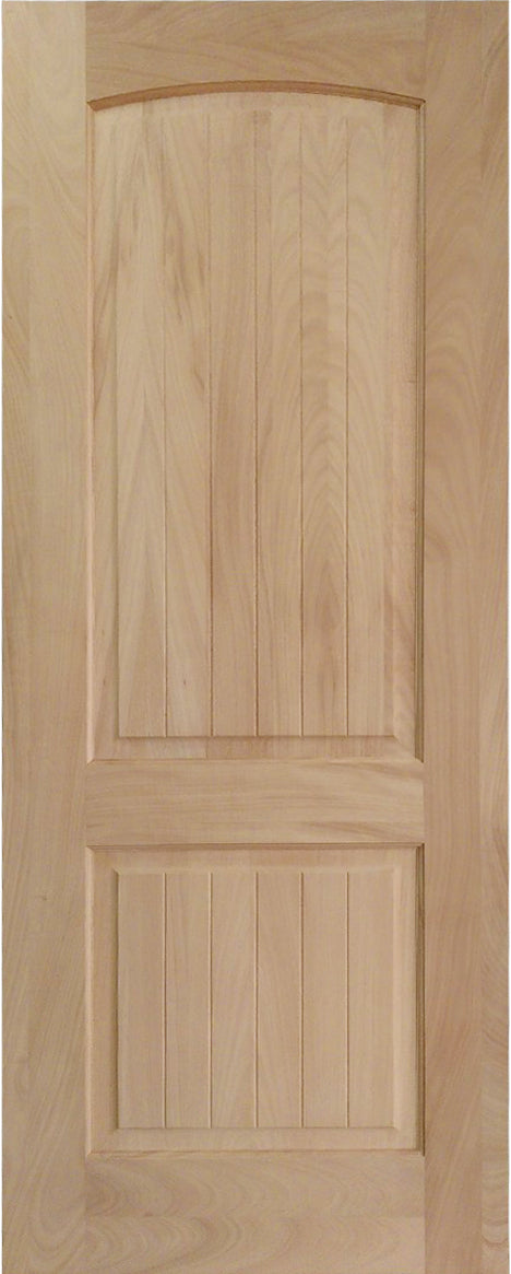 36x96 in. Exterior Mahogany Door Slab | Arched 2 Panel with Grooves