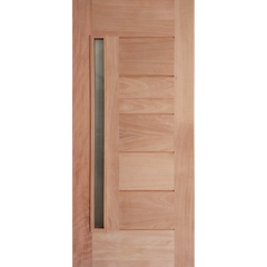 36x80 in. Exterior Mahogany Door Slab | Modern 1 Lite