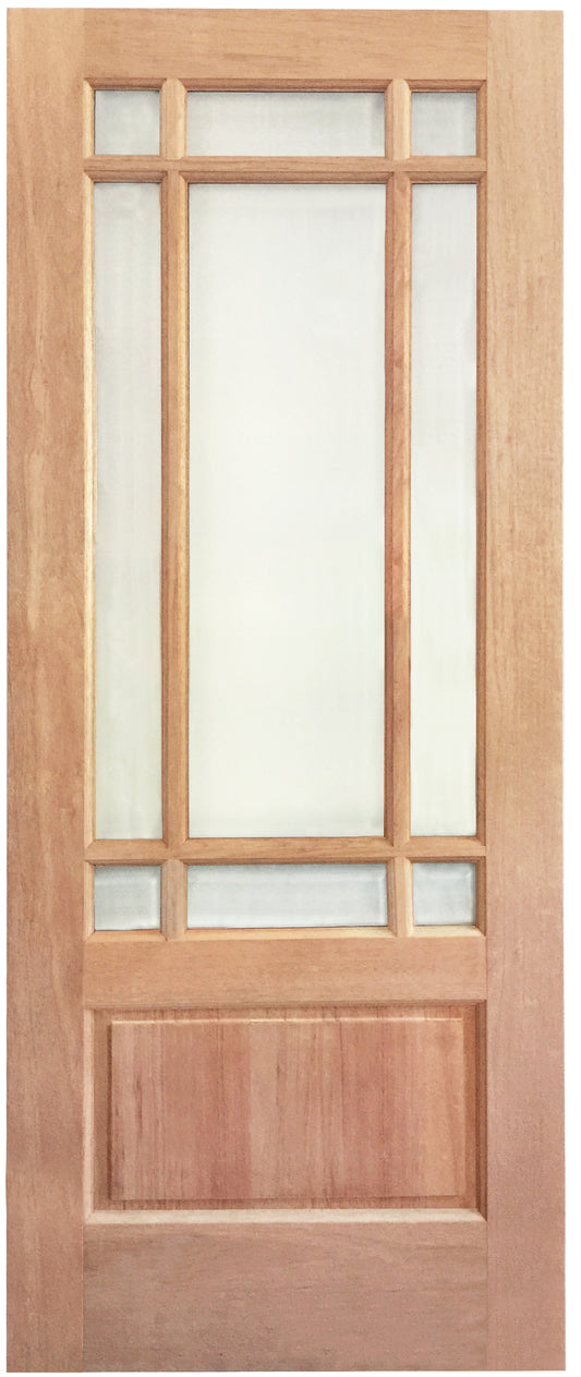 36x80 in. Exterior Mahogany Door Slab | Prairie 9 Lite