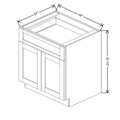 Fabuwood Allure Galaxy Cloud White 30" W x 32 1/2" H x 24" D ADA Double Door Base Cabinet