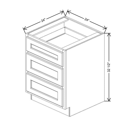 Fabuwood Quest Metro Frost 24" W X 32 1/2" H X 24" D 3 Drawer Base Cabinet