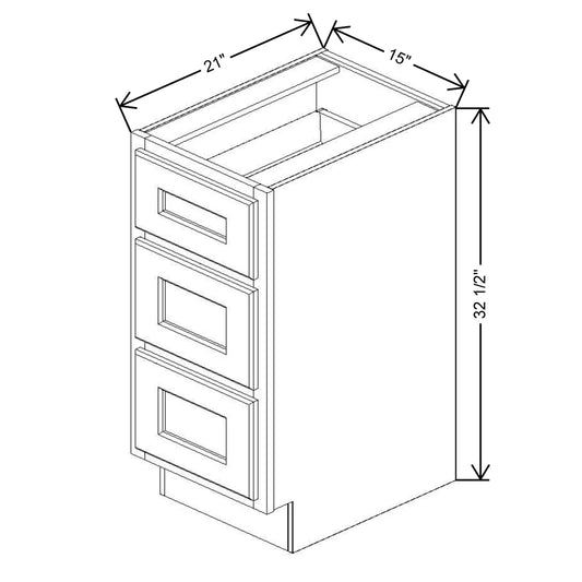 Fabuwood Quest Metro Frost 15" W X 32 1/2" H X 24" D Vanity Drawer Base Cabinet