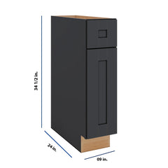 Modernform Cabinet Onyx Black Shaker 09" W X 34 1/2" H X 24" D Single Door Base Cabinet