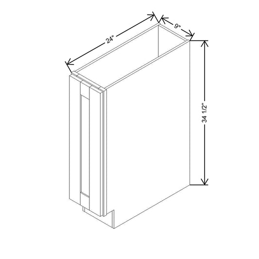Modernform Cabinet White Shaker 09" W X 34 1/2" H X 24" D Full Height Single Door Base Cabinet