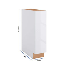 Modernform Cabinet Gloss White 9" W X 34 1/2" H X 24" D Full Height Single Door Base Cabinet