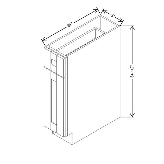 Modernform Cabinet White Shaker 09" W X 34 1/2" H X 24" D Single Door Base Cabinet