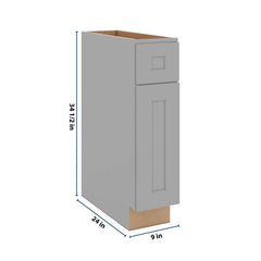 J&K Castle Grey S5 Single Door Standard Base Cabinet - 9" W
