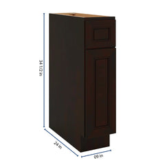 J&K Espresso K8 Single Door Standard Base Cabinet - 9" W
