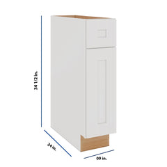Modernform Cabinet White Shaker 09" W X 34 1/2" H X 24" D Single Door Base Cabinet