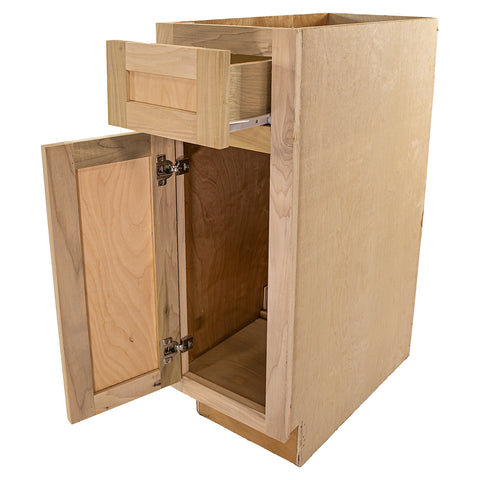 Kitchen Base Cabinet with Drawer | Shaker | Unfinished Poplar | 12"