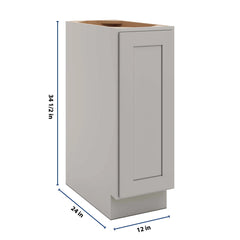 CNC Luxor 5-Piece Misty Grey 12" W Full Height Single Door Base Cabinet W/ 2 Pullout Shelf