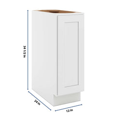 CNC Luxor 5-Piece White 12" W Full Height Single Door Base Cabinet W/ 2 Pullout Shelf