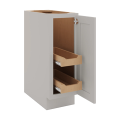 CNC Luxor 5-Piece Misty Grey 12" W Full Height Single Door Base Cabinet W/ 2 Pullout Shelf