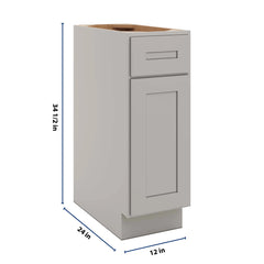 CNC Luxor Misty Grey 12" W Single Door Base Cabinet W/ 1 Pullout Shelf