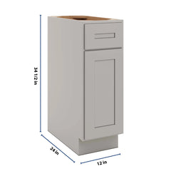 CNC Luxor 5-Piece Misty Grey 12" W Single Door Base Cabinet W/ 1 Pullout Shelf