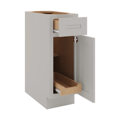 CNC Luxor 5-Piece Misty Grey 12" W Single Door Base Cabinet W/ 1 Pullout Shelf