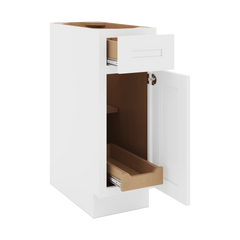 CNC Luxor 5-Piece White 12" W Single Door Base Cabinet W/ 1 Pullout Shelf