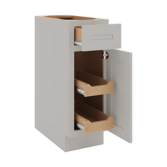 CNC Luxor 5-Piece Misty Grey 12" W Single Door Base Cabinet W/ 2 Pullout Shelf