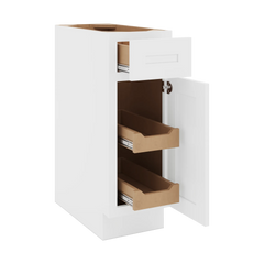 CNC Luxor 5-Piece White 12" W Single Door Base Cabinet W/ 2 Pullout Shelf