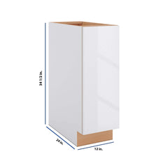 Modernform Cabinet Gloss White 12" W X 34 1/2" H X 24" D Full Height Single Door Base Cabinet