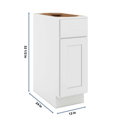 CNC Luxor White 12" W X 32 1/2" H Single Door Base Cabinet