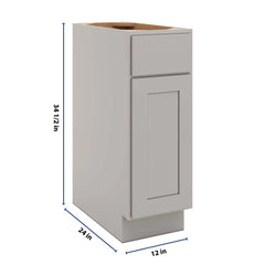 CNC Luxor Misty Grey 12" W Single Door Base Cabinet
