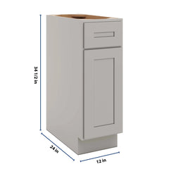 CNC Luxor 5-Piece Misty Grey 12" W Single Door Base Cabinet