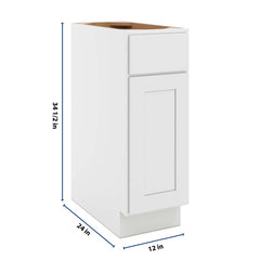 CNC Luxor White 12" W Single Door Base Cabinet
