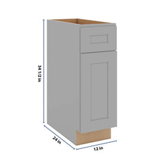 J&K Castle Grey S5 Single Door Standard Base Cabinet - 12" W