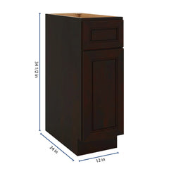 J&K Espresso K8 Single Door Standard Base Cabinet - 12" W
