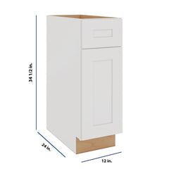 Modernform Cabinet White Shaker 12" W X 34 1/2" H X 24" D Single Door Base Cabinet