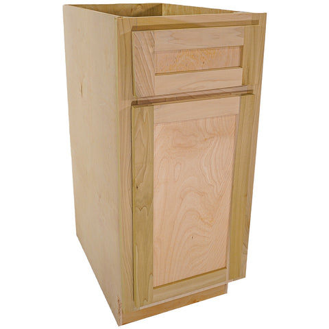 Kitchen Base Cabinet with Drawer | Shaker | Unfinished Poplar | 15"