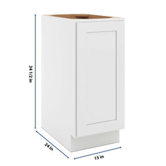 CNC Luxor 5-Piece White 15" W Full Height Single Door Base Cabinet W/ 1 Pullout Shelf