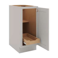 CNC Luxor Misty Grey 15" W Full Height Single Door Base Cabinet W/ 1 Pullout Shelf