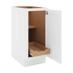 CNC Luxor 5-Piece White 15" W Full Height Single Door Base Cabinet W/ 1 Pullout Shelf