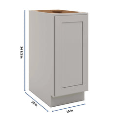 CNC Luxor 5-Piece Misty Grey 15" W Full Height Single Door Base Cabinet W/ 2 Pullout Shelf