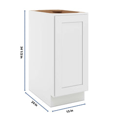 CNC Luxor 5-Piece White 15" W Full Height Single Door Base Cabinet W/ 2 Pullout Shelf
