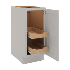 CNC Luxor 5-Piece Misty Grey 15" W Full Height Single Door Base Cabinet W/ 2 Pullout Shelf