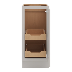 CNC Luxor 5-Piece Misty Grey 15" W Full Height Single Door Base Cabinet W/ 2 Pullout Shelf