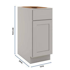 CNC Luxor Misty Grey 15" W Single Door Base Cabinet W/ 1 Pullout Shelf
