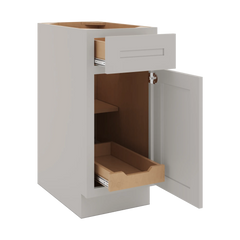 CNC Luxor 5-Piece Misty Grey 15" W Single Door Base Cabinet W/ 1 Pullout Shelf