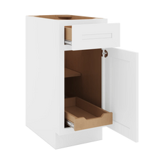 CNC Luxor 5-Piece White 15" W Single Door Base Cabinet W/ 1 Pullout Shelf