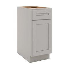 CNC Luxor 5-Piece Misty Grey 15" W Single Door Base Cabinet W/ 2 Pullout Shelf