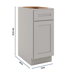 CNC Luxor 5-Piece Misty Grey 15" W Single Door Base Cabinet W/ 2 Pullout Shelf