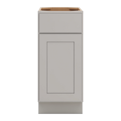 CNC Luxor Misty Grey 15" W Single Door Base Cabinet W/ 2 Pullout Shelf