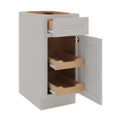 CNC Luxor 5-Piece Misty Grey 15" W Single Door Base Cabinet W/ 2 Pullout Shelf