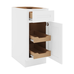 CNC Luxor 5-Piece White 15" W Single Door Base Cabinet W/ 2 Pullout Shelf