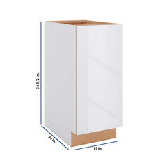Modernform Cabinet Gloss White 15" W X 34 1/2" H X 24" D Full Height Single Door Base Cabinet