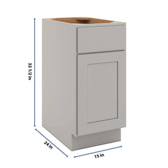 CNC Luxor Misty Grey 15" W X 32 1/2" H Single Door Base Cabinet